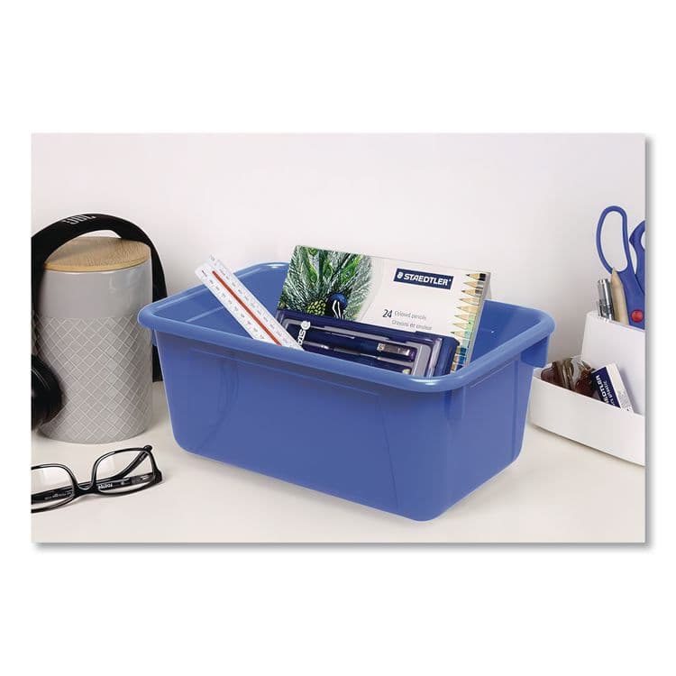 STOREX Cubby Bins, 7.8 x 12.2 x 5.1, Assorted Colors, 5/Carton (STX62414U05C) thumbnail 2