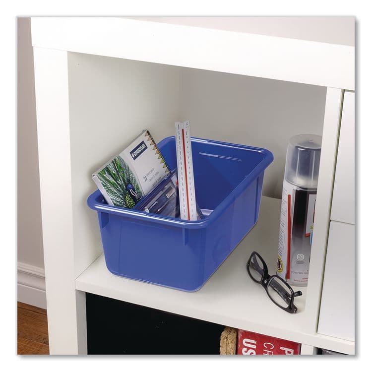 STOREX Cubby Bins, 7.8 x 12.2 x 5.1, Assorted Colors, 5/Carton (STX62414U05C) thumbnail 3