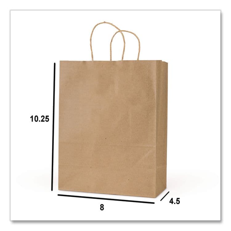 INTEGRATED BAGGING SYSTEMS Get Reddi Paper Bags, Pulse Size, 60# Basis Weight, Twisted Rope Handles, 8 x 4.5 x 10.25, Brown, 250/Carton (IBSKRFTW8410) thumbnail 3