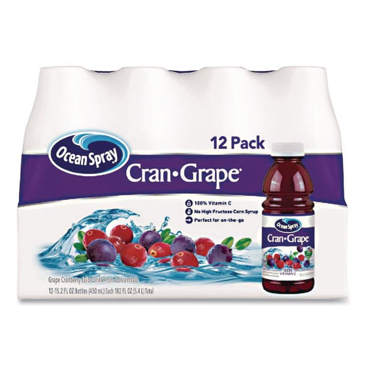 OCEAN SPRAY Cran-Grape Juice, 15.2 oz Bottle, 12/Carton (OCS24343656)