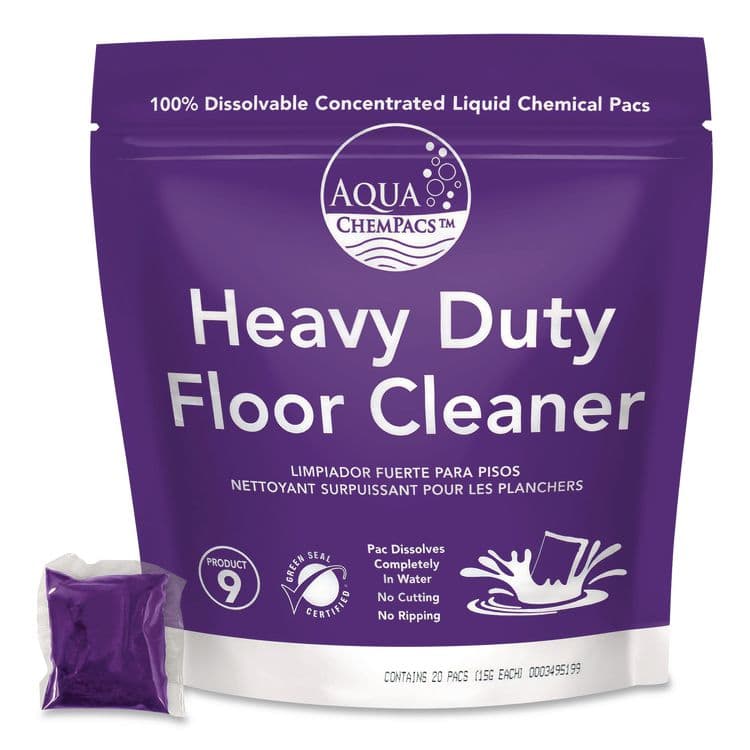 DIVERSEY Aqua ChemPacs Heavy Duty Floor Cleaner, Lavender Scent, 100 ChemPacs/Pack (DVO9320928)