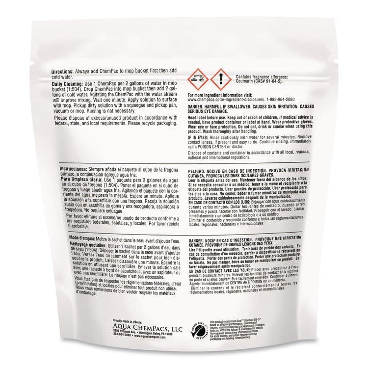 DIVERSEY Aqua ChemPacs Heavy Duty Floor Cleaner, Lavender Scent, 100 ChemPacs/Pack (DVO9320928) thumbnail 2