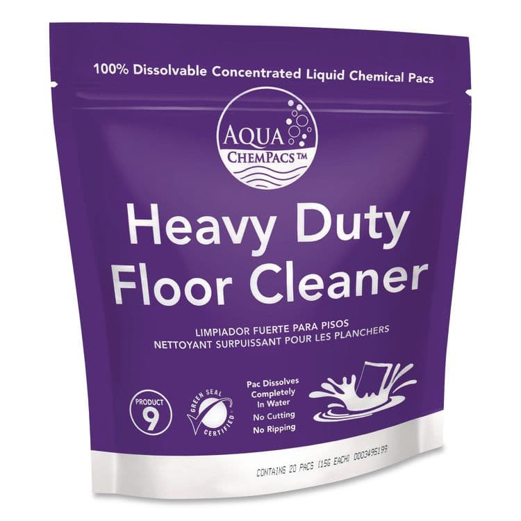 DIVERSEY Aqua ChemPacs Heavy Duty Floor Cleaner, Lavender Scent, 100 ChemPacs/Pack (DVO9320928) thumbnail 3