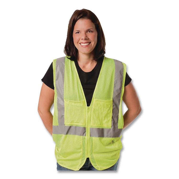 PROTECTIVE INDUSTRIAL PRODUCTS ANSI Class 2 Hook and Loop Safety Vest, Large, Lime (PID302MVGLYL) thumbnail 4