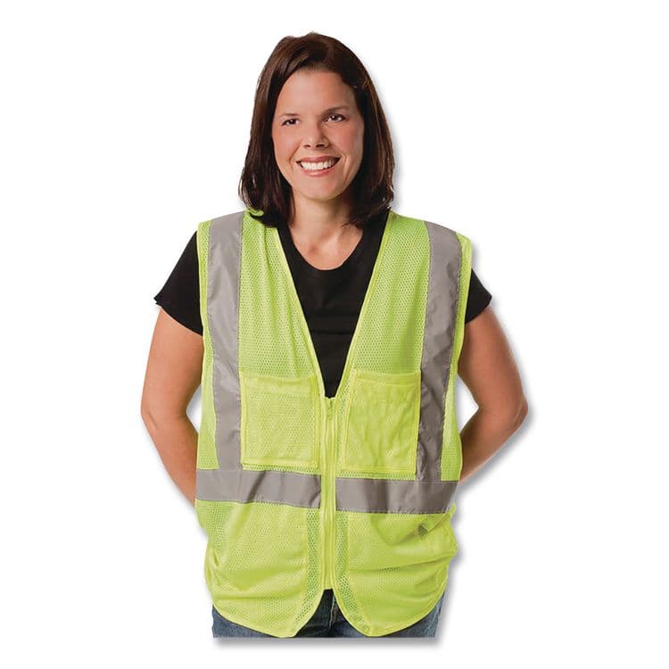 PROTECTIVE INDUSTRIAL PRODUCTS ANSI Class 2 Hook and Loop Safety Vest, X-Large, Lime (PID302MVGLYXL) thumbnail 4