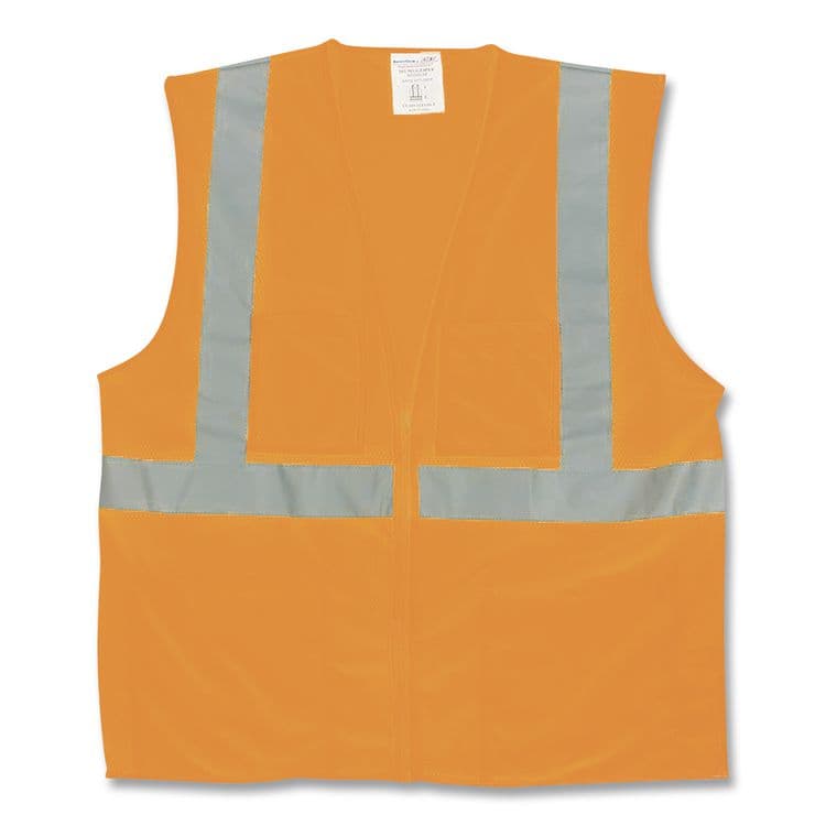 PROTECTIVE INDUSTRIAL PRODUCTS ANSI Class 2 Hook and Loop Safety Vest, Medium, Hi-Viz Orange (PID302MVGORM)