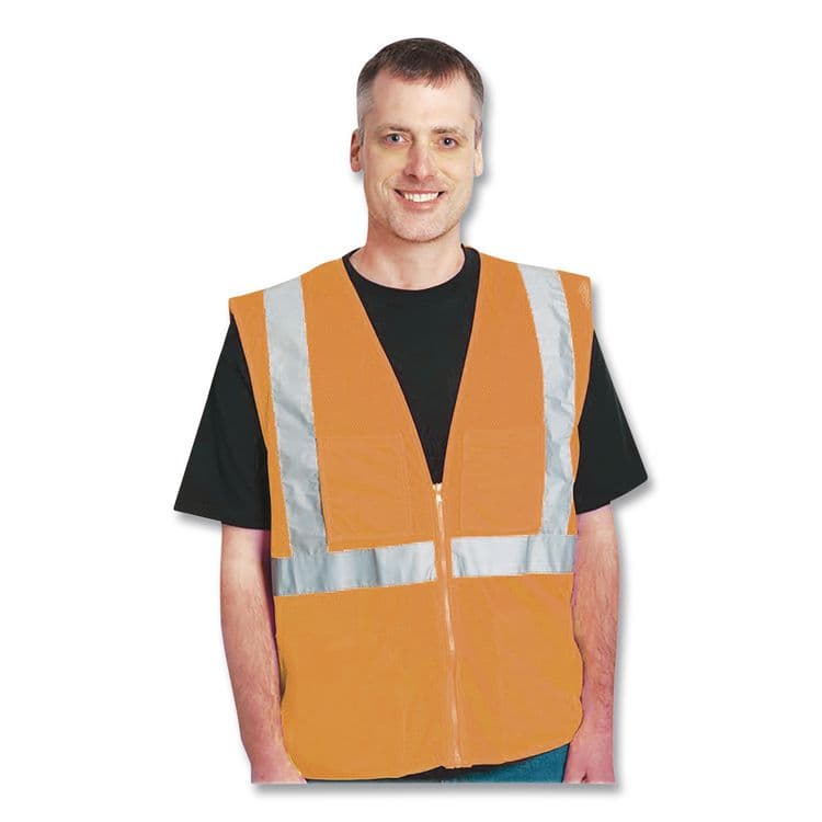 PROTECTIVE INDUSTRIAL PRODUCTS ANSI Class 2 Hook and Loop Safety Vest, Medium, Hi-Viz Orange (PID302MVGORM) thumbnail 4