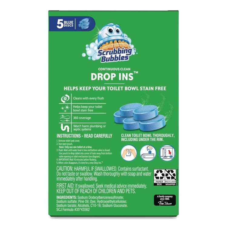 SC JOHNSON Drop-Ins Toilet Cleaning Tablets, 1.41 oz Tablets, 5/Pack (SJN307946) thumbnail 2