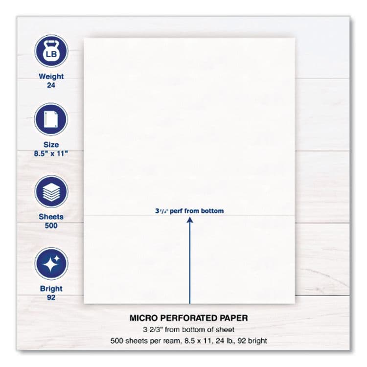 PARIS CORPORATION Perforated Paper, 92 Bright, Perforated 3.67 from Bottom, 24 lb Bond Weight, 8.5 x 11, White, 500 Sheets/Ream, 5 Reams/Carton (PWK04126) thumbnail 4