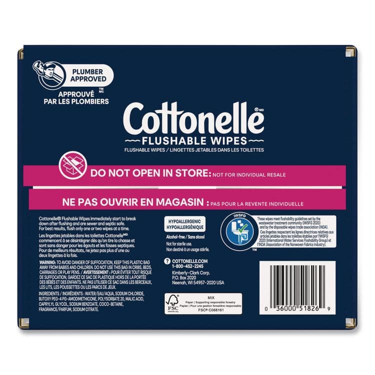 KIMBERLY CLARK Flushable Wet Wipes, Flip-Top Pack, 5 x 7.25, White, 42 Sheets/Pack, 8 Packs/Carton (KCM51826) thumbnail 4