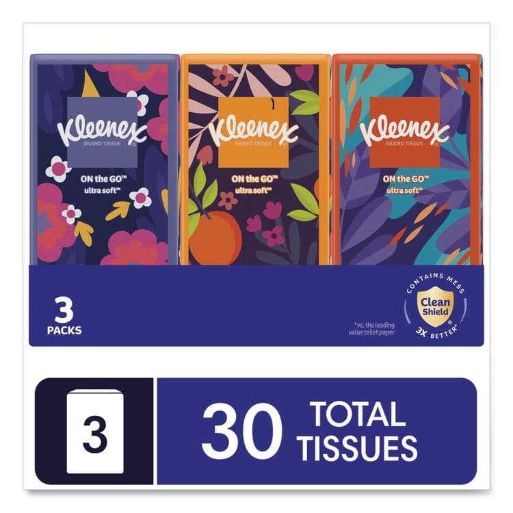 KIMBERLY CLARK On The Go Packs Facial Tissues, 3-Ply, White, 10 Sheets/Pouch, 3 Pouches/Pack, 36 Packs/Carton (KCM11976) thumbnail 2