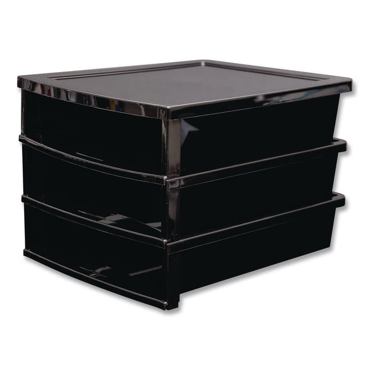 STOREX Quick Stack Construction Paper Sorter, 3 Compartments, 11 x 12.4 x 8.7, Black (STX61642E01C)