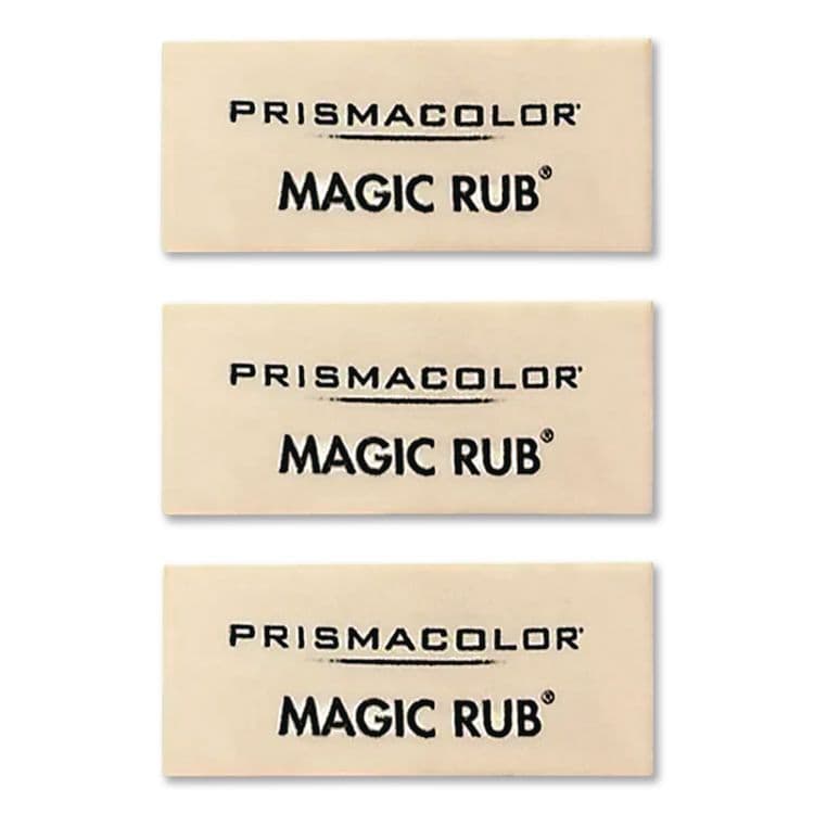 SANFORD MAGIC RUB Eraser, For Pencil/Ink Marks, Rectangular Block, Medium, Off White, 3/Pack (SAN70503) thumbnail 4