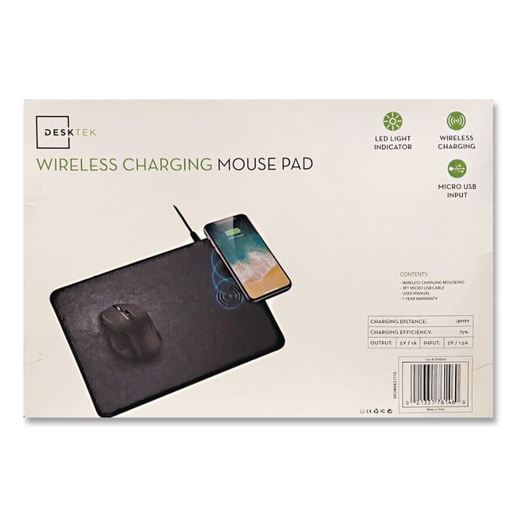 SAKAR INTERNATIONAL . DeskTek TapCharge Mousepad, Qi Wireless Charging, Black (SKXTEK8047) thumbnail 4