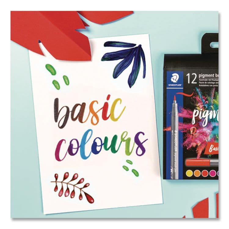 STAEDTLER, . Pigment Brush Pen Set, Medium-Firm Tip, Assorted Nature Colors, 12/Pack (STD371C1231035) thumbnail 3