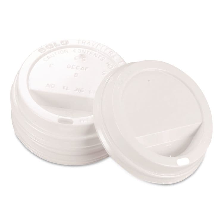 DART Traveler Hot Cup Lids, Fits 12 oz to 16 oz Hot Cups, Plastic, White, 100/Pack (SCC896404) thumbnail 3
