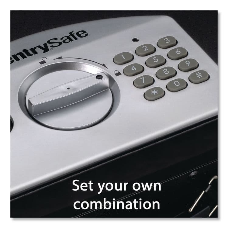 SENTRY P008E Portable Electronic Security Safe, 0.08 cu ft, 10 x 7.9 x 2.9, Black/Silver (SENP008E) thumbnail 4