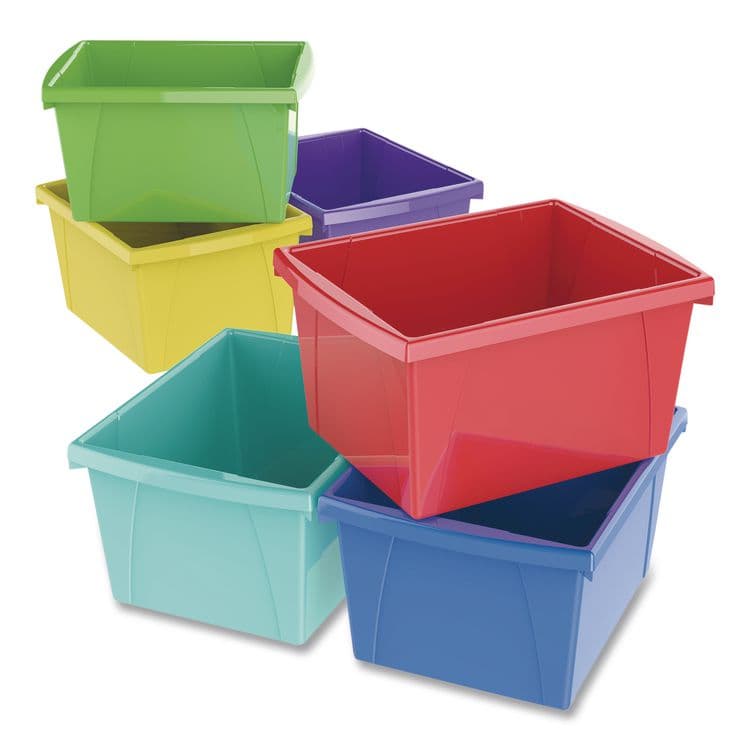 STOREX Classroom Storage Bin, 16 qt, 11.25 x 13.62 x 7.9, Assorted Colors, 6/Carton (STX61514U06CCT)