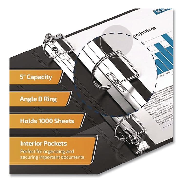 QUICKFIT D-Ring View Binder, 3 Rings, 5" Capacity, 11 x 8.5, Black (STW870701) thumbnail 2