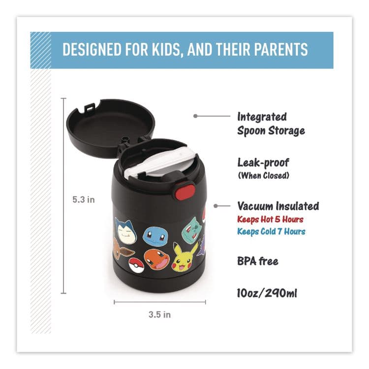 THERMOS LLC FUNtainer Pokemon Two-Compartment Food Jar, 10 oz, Black/Multicolor (THZF3103PM6M) thumbnail 4