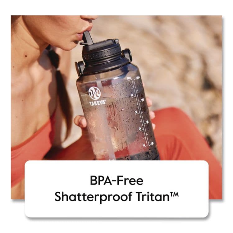 TAKEYA USA CORPORATION Tritan Motivational Plastic Water Bottle, 64 oz, Stormy Black (TKY54145) thumbnail 4