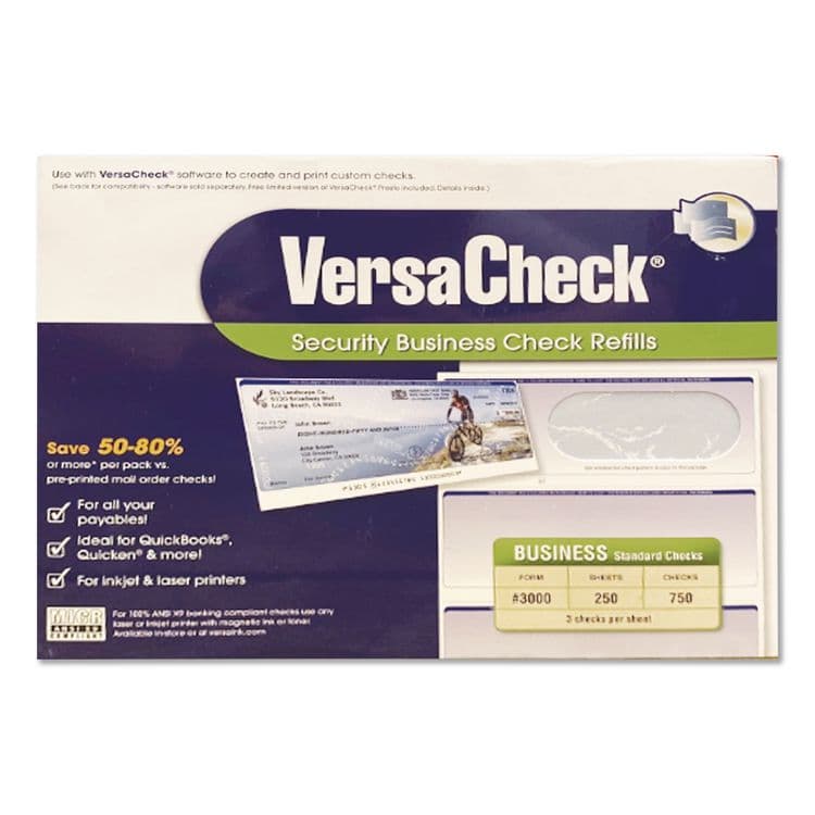 VERSACHECK Custom Business Checks, Prestige Pattern, 8.5 x 11, Blue, 250 Sheets (VRAGLO921800F00) thumbnail 4