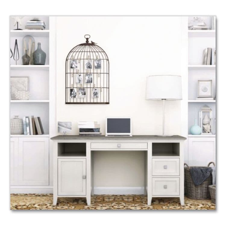 WHALEN FURNITURE MANUFACTURING Abington Two-Pedestal Wood Computer Desk, 60" x 23.63" x 30.25", Dusty Aged Oak/Antique White (WHLSPUSABTD) thumbnail 3