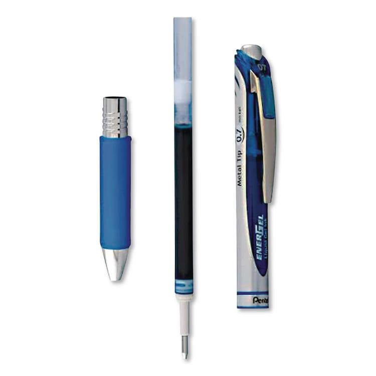 PENTEL OF AMERICA EnerGel RTX Gel Pen, Retractable, Medium 0.7 mm, Blue Ink, Blue/Silver Barrel, 3/Pack (PENBL77BP3C) thumbnail 4