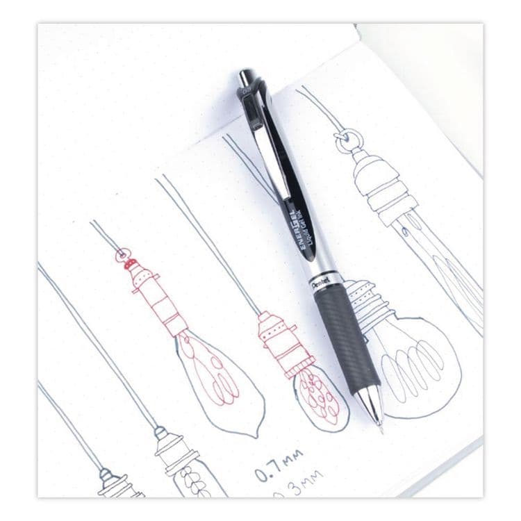 PENTEL OF AMERICA EnerGel RTX Gel Pen, Retractable, Extra-Fine 0.3 mm, Black Ink, Black/Silver Barrel, Dozen (PENBLN73A) thumbnail 3