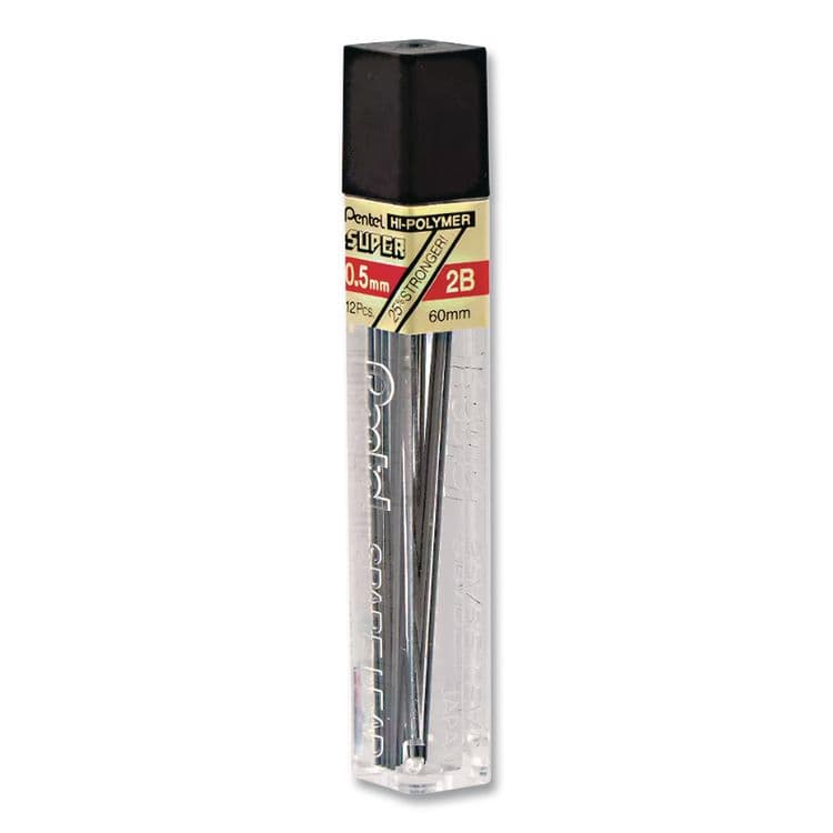 PENTEL OF AMERICA Premium Hi-Polymer Lead Refill, 0.5 mm, 2B, Black, 12/Pack (PENC5252B) thumbnail 2
