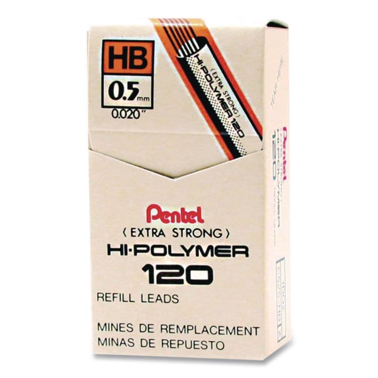 PENTEL OF AMERICA Premium Hi-Polymer Lead Refill, 0.5 mm, HB, 12/Pack (PENC525HB)