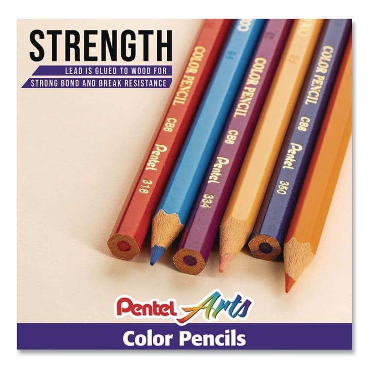 PENTEL OF AMERICA Color Pencils, 1.98 mm, H (#3), Assorted Lead and Barrel Colors, 24/Pack (PENCB824PK) thumbnail 4