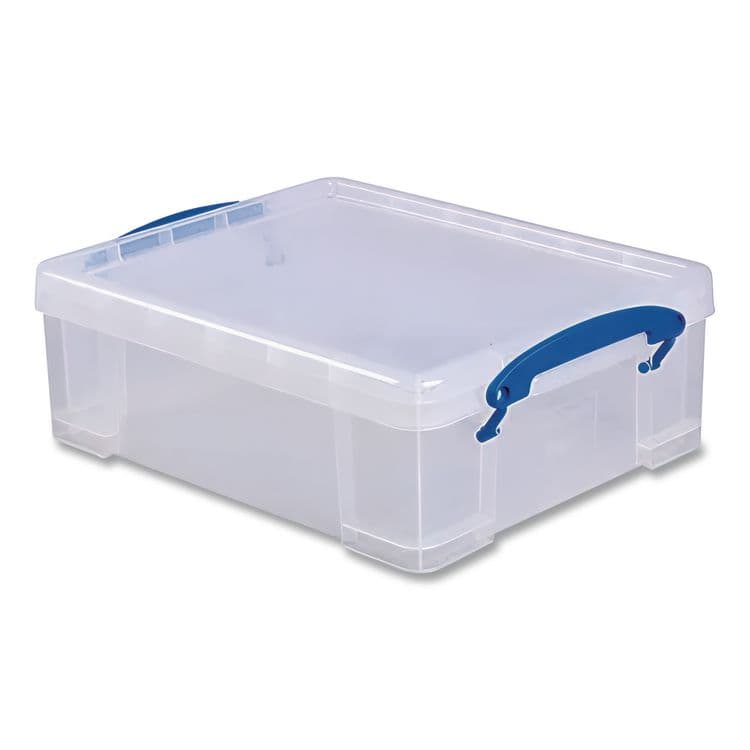 REALLY USEFUL BOXES . Snap-Lid Storage Bin, 2.14 gal, 11" x 14" x 5", Clear/Blue, 5/Pack (RUA81CPK5CB) thumbnail 2