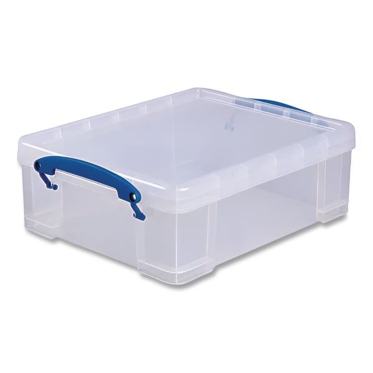 REALLY USEFUL BOXES . Snap-Lid Storage Bin, 2.14 gal, 11" x 14" x 5", Clear/Blue, 5/Pack (RUA81CPK5CB) thumbnail 3