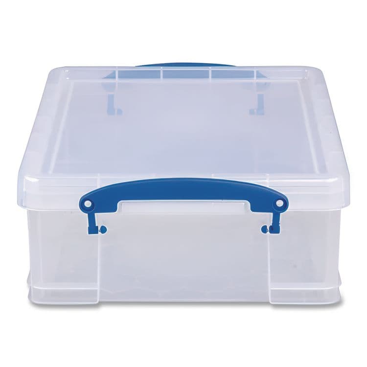 REALLY USEFUL BOXES . Snap-Lid Storage Bin, 2.14 gal, 11" x 14" x 5", Clear/Blue, 5/Pack (RUA81CPK5CB) thumbnail 4