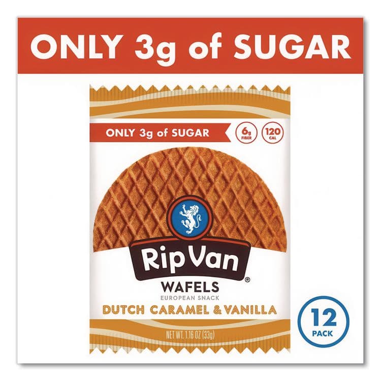 RIP VAN Wafels - Single Serve, Dutch Caramel and Vanilla, 1.16 oz Pack, 12/Box (RVW00334) thumbnail 3