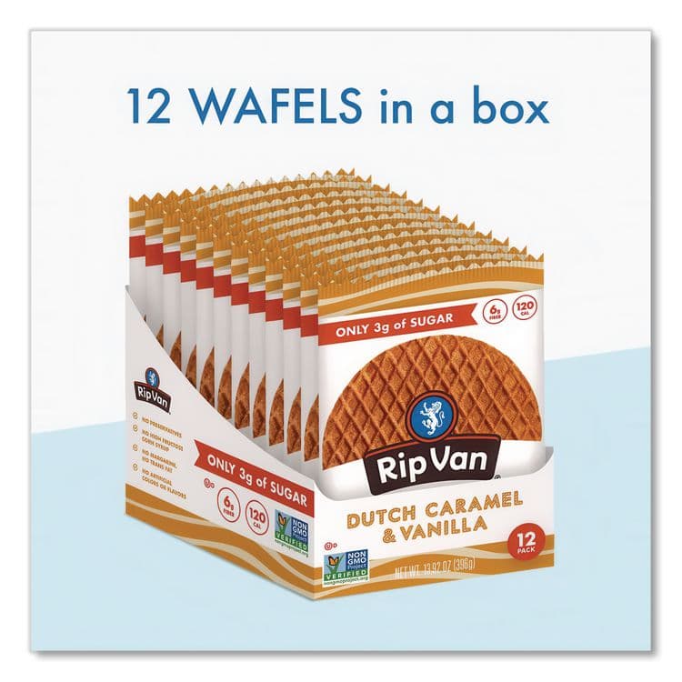 RIP VAN Wafels - Single Serve, Dutch Caramel and Vanilla, 1.16 oz Pack, 12/Box (RVW00334) thumbnail 4