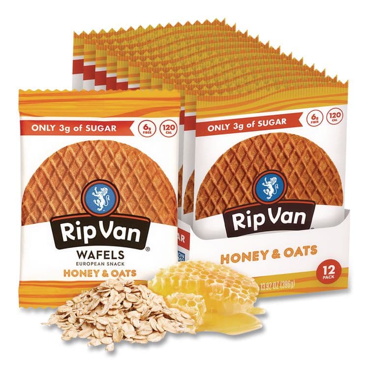 RIP VAN Wafels - Single Serve, Honey and Oats, 1.16 oz Pack, 12/Box (RVW00336) thumbnail 3