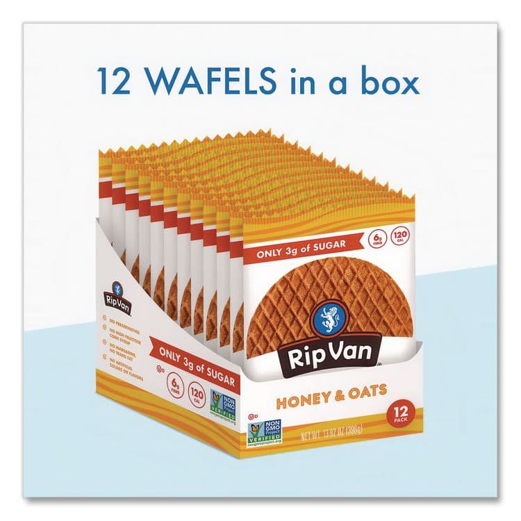 RIP VAN Wafels - Single Serve, Honey and Oats, 1.16 oz Pack, 12/Box (RVW00336) thumbnail 4