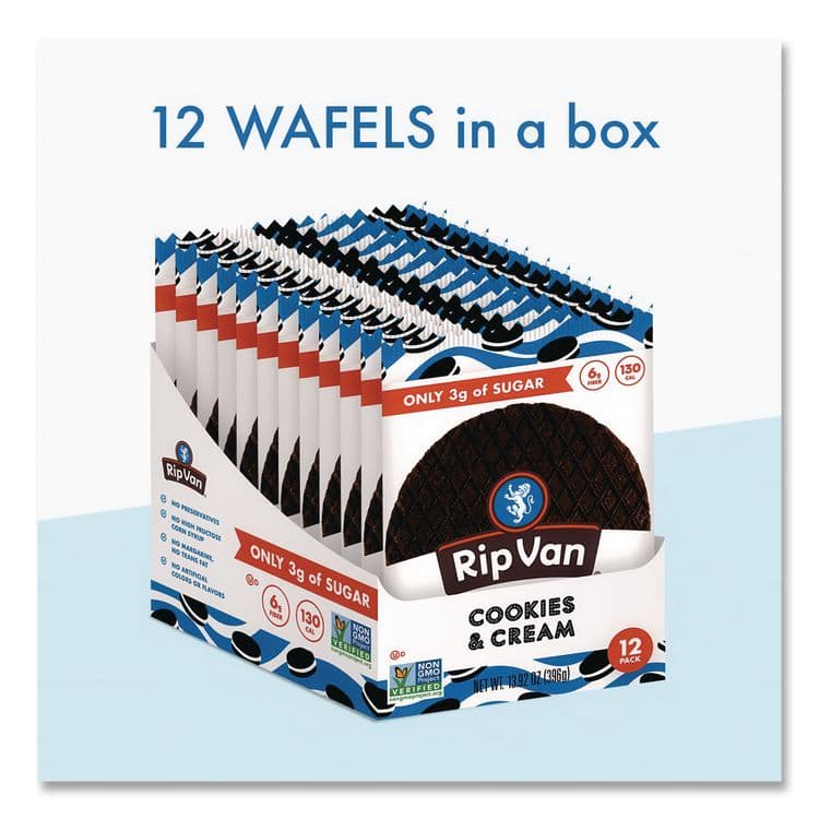 RIP VAN Wafels - Single Serve, Cookies and Cream, 1.16 oz Pack, 12/Box (RVW00388) thumbnail 3