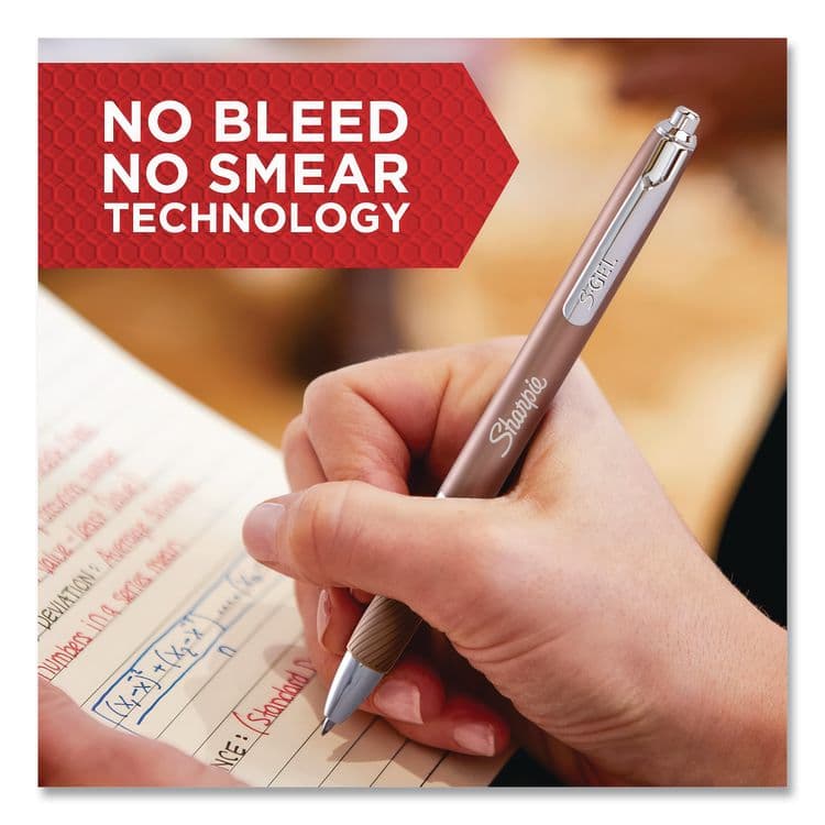 SANFORD S-Gel Premium Metal Barrel Gel Pen, Retractable, Medium 0.7 mm, Black Ink, Black Barrel, 2/Pack (SAN2134918) thumbnail 4