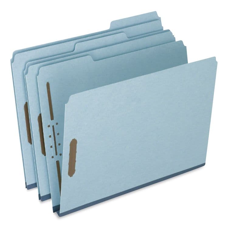 TOPS BUSINESS FORMS Pressboard Top Tab Classification Folders, 2/5-Cut Tab, Expands 1.75", 1 Divider, 4 Fasteners, Legal Size, Light Blue, 10/Box (PFX28730P) thumbnail 4