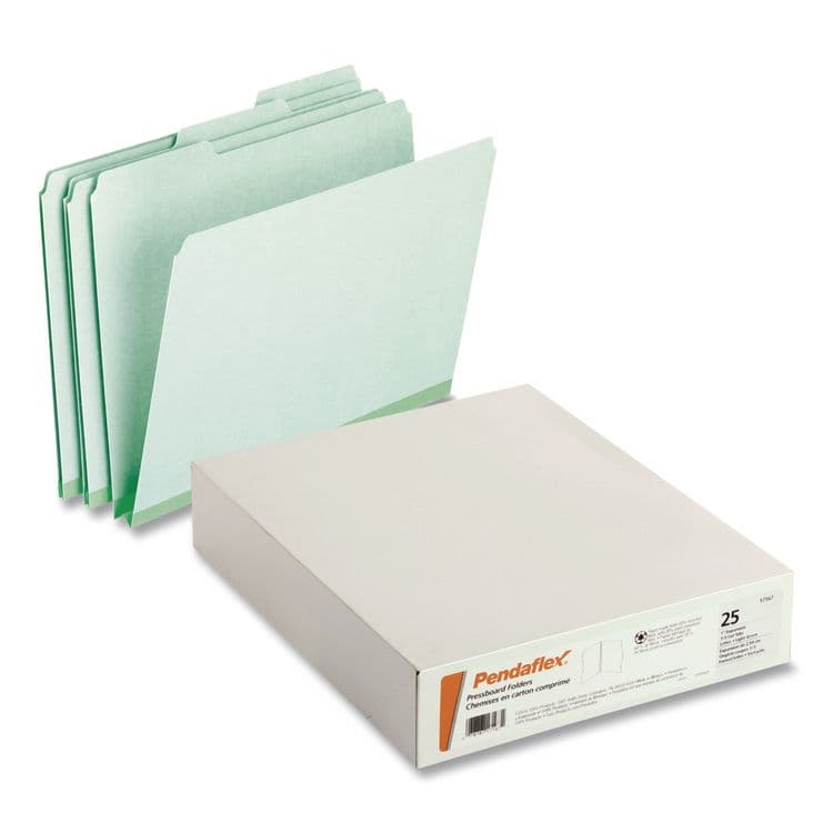 TOPS BUSINESS FORMS Pressboard Expanding File Folders, 1/3-Cut Tabs: Assorted, Letter Size, 1" Expansion, Green, 25/Box (PFX17167) thumbnail 4