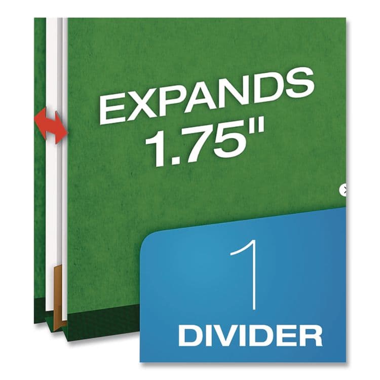 TOPS BUSINESS FORMS Pressboard Top Tab Classification Folders, 2/5-Cut Tab, Expands 1.75", 1 Divider, 4 Fasteners, Letter Size, Dark Green, 10/BX (PFX23733P) thumbnail 3