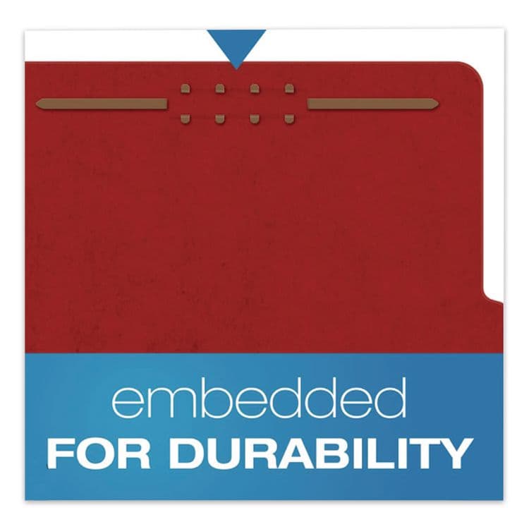 TOPS BUSINESS FORMS Pressboard Classification Folders, 2/5-Cut Tab, Expands 2.5", 2 Full-Pocket Dividers, 6 Fasteners, Letter Size, Red, 10/Box (PFX24079) thumbnail 4