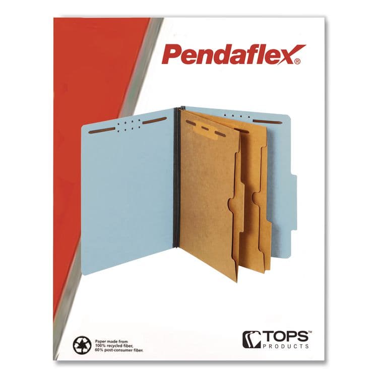 TOPS BUSINESS FORMS Pressboard Classification Folders, 2/5 Tab, Expands 2.5", 2 Full-Pocket Dividers, 6 Fasteners, Letter Size, Light Blue, 10/BX (PFX24081P) thumbnail 3
