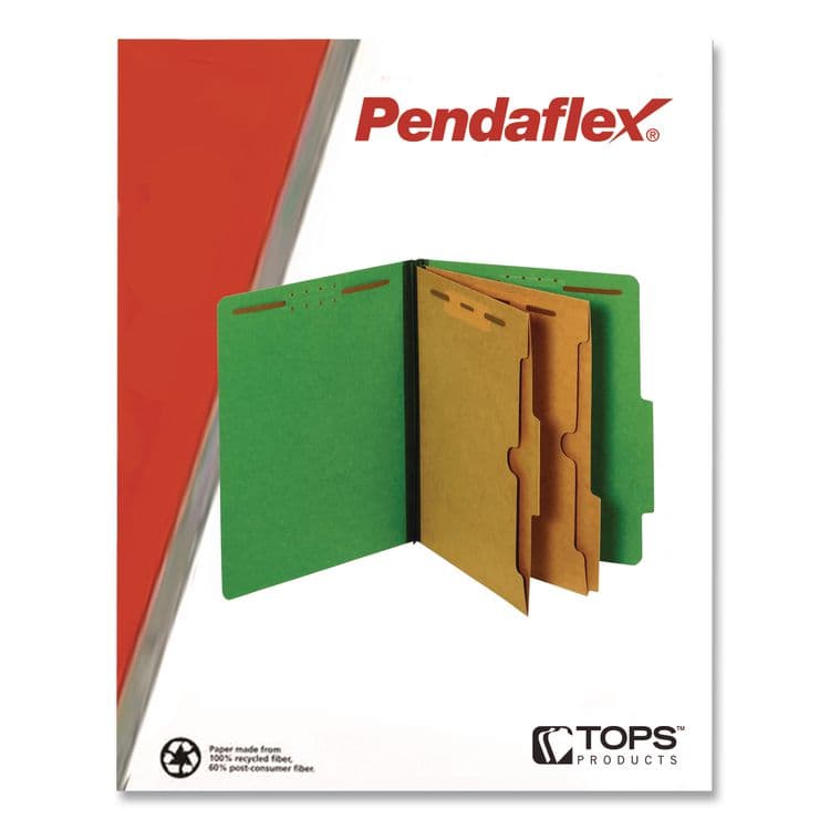 TOPS BUSINESS FORMS Pressboard Classification Folders, 2/5 Tab, Expands 2.5", 2 Full-Pocket Dividers, 6 Fasteners, Letter Size, Dark Green, 10/BX (PFX24083P) thumbnail 3