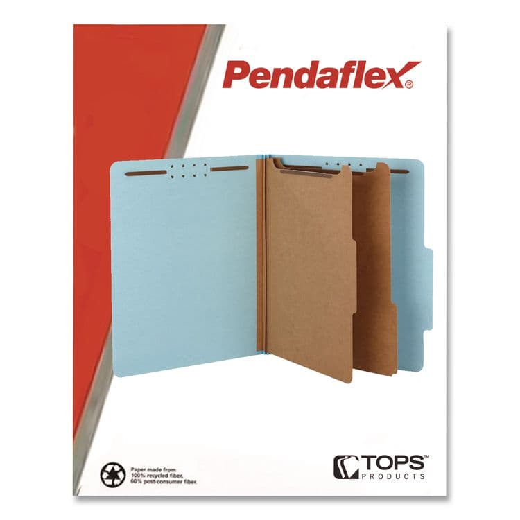 TOPS BUSINESS FORMS Pressboard Top Tab Classification Folders, 2/5-Cut Tab, Expands 2.5", 2 Dividers, 6 Fasteners, Letter Size, Light Blue, 10/BX (PFX24130P) thumbnail 3