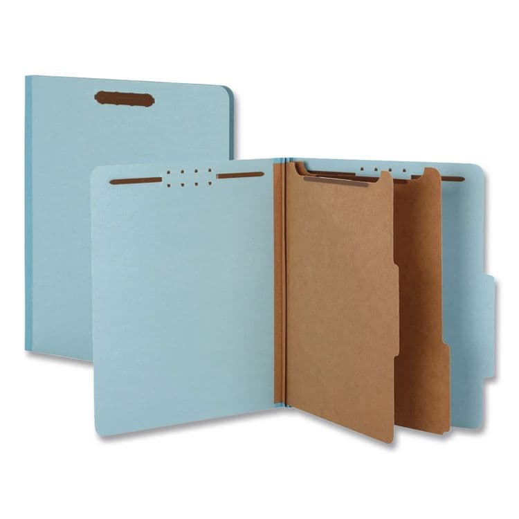 TOPS BUSINESS FORMS Pressboard Top Tab Classification Folders, 2/5-Cut Tab, Expands 2.5", 2 Dividers, 6 Fasteners, Letter Size, Light Blue, 10/BX (PFX24130P) thumbnail 4