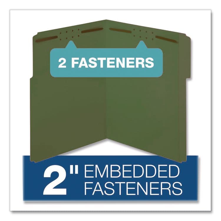 TOPS BUSINESS FORMS Colored Top Tab Fastener Folders, 1/3-Cut Tab: Assorted, 2 Fasteners, Legal Size, Green, 50/Box (PFX27140) thumbnail 3